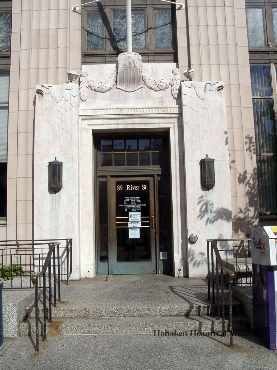 Digital images, 2, of entrance to main U.S.P.S. Post Office, Hoboken