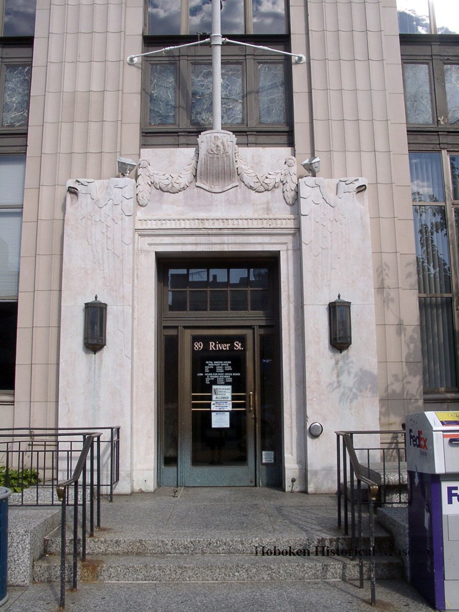 Digital images, 2, of entrance to main U.S.P.S. Post Office, Hoboken
