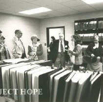 far left:  John Wilhelm, others unknown in library at HOPE Center