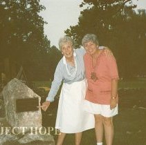 June 1987 Helen Walsh & Carol Fredriksen at Spring Bridge Dedication