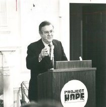 Dr. Walsh speaking at Carter Hall.