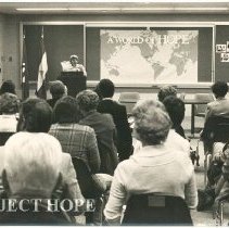 Reunion HOPE Center, Carol Fredriksen at the Podium