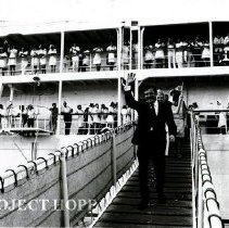 William B. Walsh and Mrs Walsh descend from SS HOPE in Maceio.