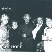 ?, Mrs Walsh, Barbara Miller, ?, Delores Delcoma, & Claire Renehan at reuni