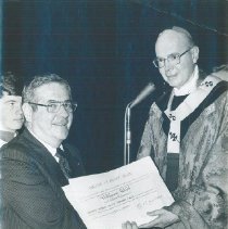 Dr. Walsh receives Ordinis Sancti GregorII Magni Award in 1977.