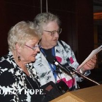 Nancy Savage and Dolores Delcoma at the 50th reunion in 2008 in DC.