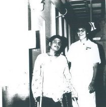 Doris Biester with pediatric patient on the SS HOPE in Ceylon.