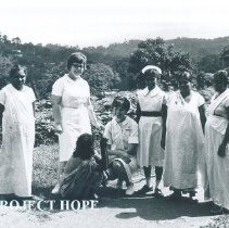 Barbara Miller, Diane Stafford, counterparts and patients in Ceylon.