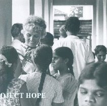 Helen Walsh with Deaf students in Ceylon.