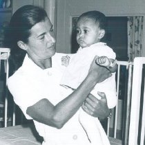 Lilly Mallard with Pediatric patient on the SS HOPE in Ceylon.