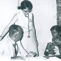 Joanne Cornet and counterpart at Lady Ridgeway Hospital Colombo Ceylon.