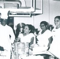 Doc Campbell in diet kitchen on the SS HOPE in Ceylon.