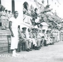 Vernon Mapp watchng police recruits in Ceylon.
