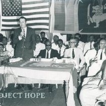 William B Walsh addressing the crowd at the welcoming ceremony Ceylon.