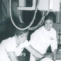 Anna Maria Bronk and Carol Donaldson on the SS HOPE in Ceylon.