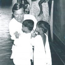 Dick Daniels with Pediatric patients at Kandy General Hospital in Ceylon.