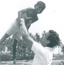 Unknown with young Ceylonese boy in Ceylon.