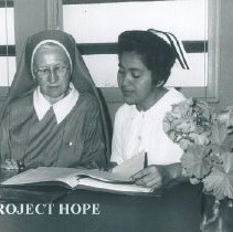 Sister Charles Marie Frank with student  in Trujillo, Peru.