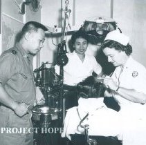 Unknown in dental clinic on the SS HOPE in Indonesia 1960.