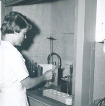 Unknown in laboratory on the SS HOPE in Indonesia 1960.