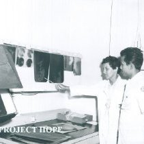 Rene Beauregard Medical Technologist with counterpart on SS HOPE 1960