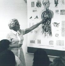 Mary Schmidt lecturing at Laredo Junior College 1969.