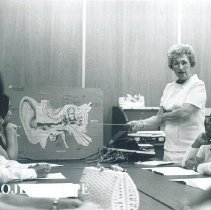 A class of HOPE trained Health Assistants being trained in audiology.