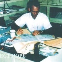 Windy Rhodes, medical supplies, on the SS HOPE while in Guinea in 1964.