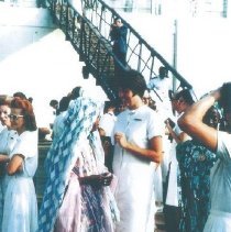 Carol Kruger as SS HOPE departs Conakry, Guinea 1964-1965.