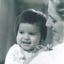 Little Ecuadorian girl with a HOPE nurse on the SS HOPE in Quayaquil, Ecuad