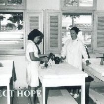 Alice James with SS HOPE in a clinic in Guayaquil Ecuador 1963.