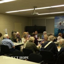 Alumni at the Education Center at HO(PE Center in 2016 at reunion.