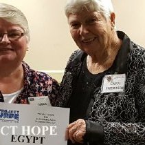 Egypt A;lumni Debbie Reister and Carol Fredriksen at 2016 reunion in DC