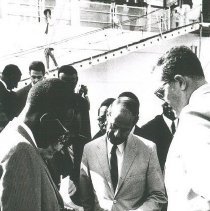 Congo President Mobutu, Ambassador Calhoun and Dr Ley looking over plans