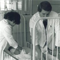 Dr Terry King and Dr Maria Markova with patients in Krakow, Poland.