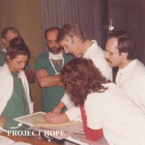 Project HOPE surgeon with counterparts in Poland.