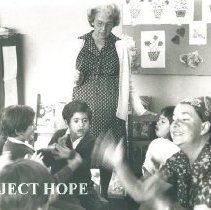 Miriam Tannhouser and Ana Alegria in classroom in Trujillo, Peru in 1962.