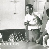 Ed Maggorie teaching in a dental clinic in Colombia on SS HOPE 1967.