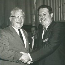 William B Walsh with unknown on SS HOPE in Colombia in 1967.