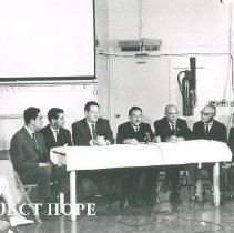 William B Walsh with University Dignataries on SS HOPE in Colombia 1967.