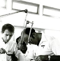 Project HOPE dentist Roy Velling with dental students in Natal, Brazil 1975
