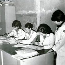 Debbie Reister teaching Medical Record Staff in Egypt 1977 with Project HOP