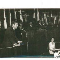 William B Walsh accepting citizenship in RGdN with Olga Verduzco 1972