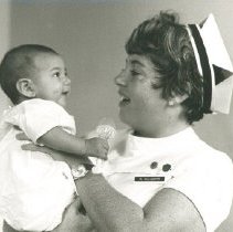 Project HOPE nurse Mo Gallagher, with paitent in Laredo, TX in 1969.