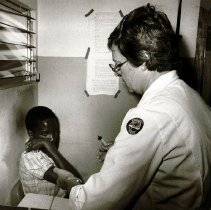 HOPE Med Tech Patsy Mallman in Jamaica on SS HOPE in 1971.