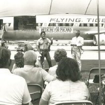 John Walsh with a Project HOPE shipment ready to ship to Poland.