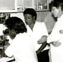 Sherrel Bradford-Roshdy with cytology students in Grenada with HOPE.