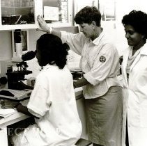 Sherrel Bradford-Roshdy with cytology students in Grenada with HOPE.