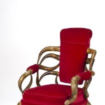 Red velvet horn chair