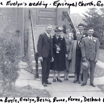 Boone and Casper wedding in front of Calvary Episcopal Church
